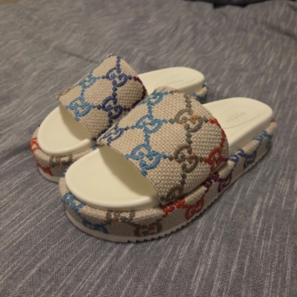 Gucci Women’s Multicolor Angelina GG Platform Slide Sandals